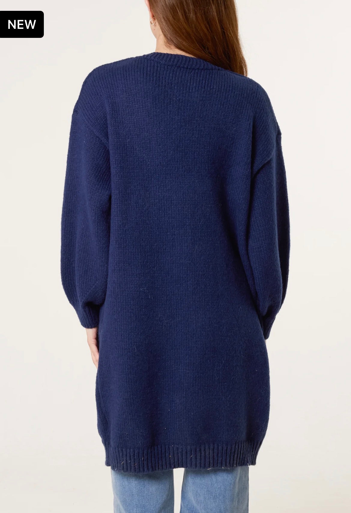 LOVELY LONG NAVY FLOWER CARDI