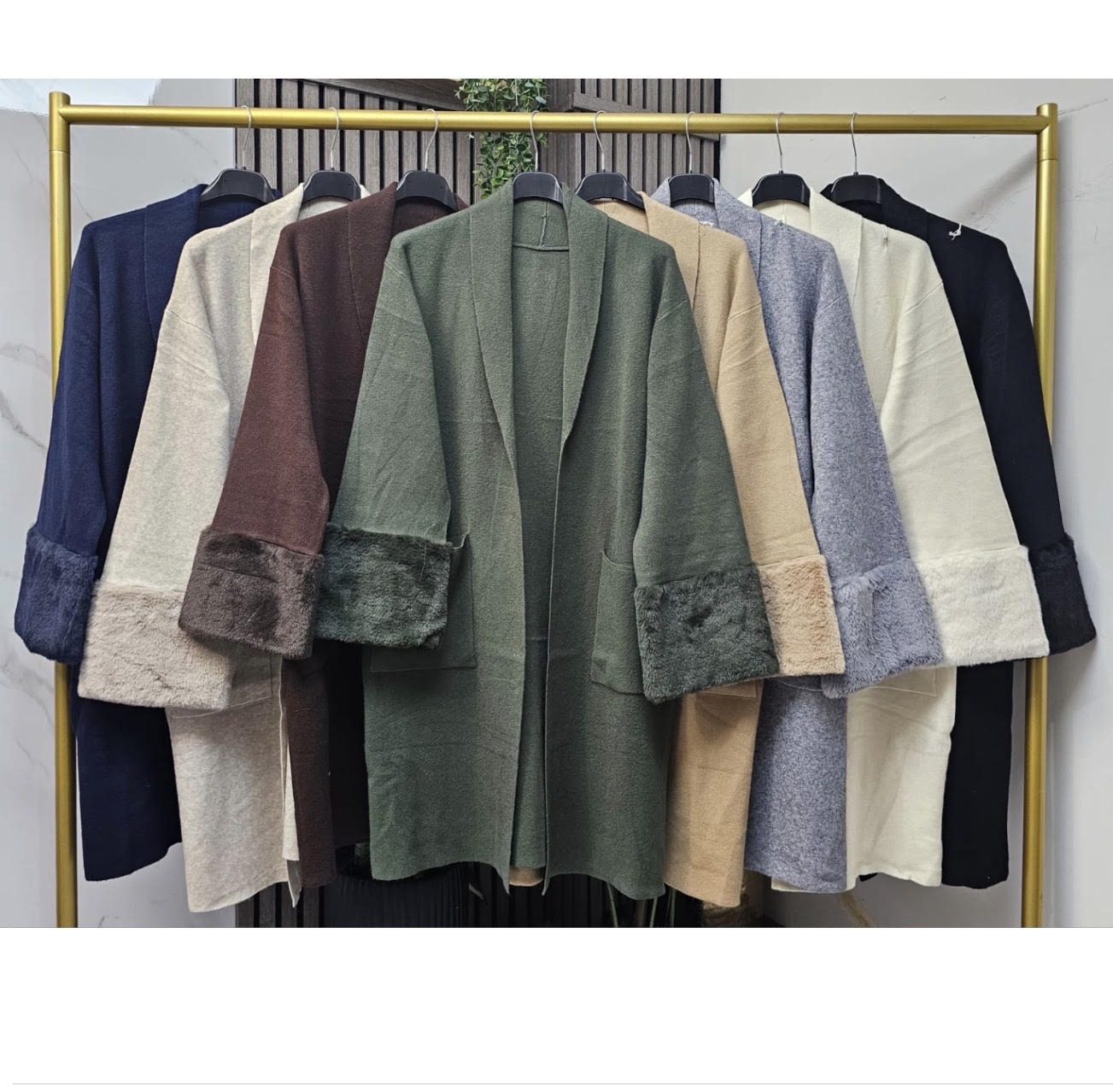 3/4 LENGTH FUR CUFF CARDIGAN